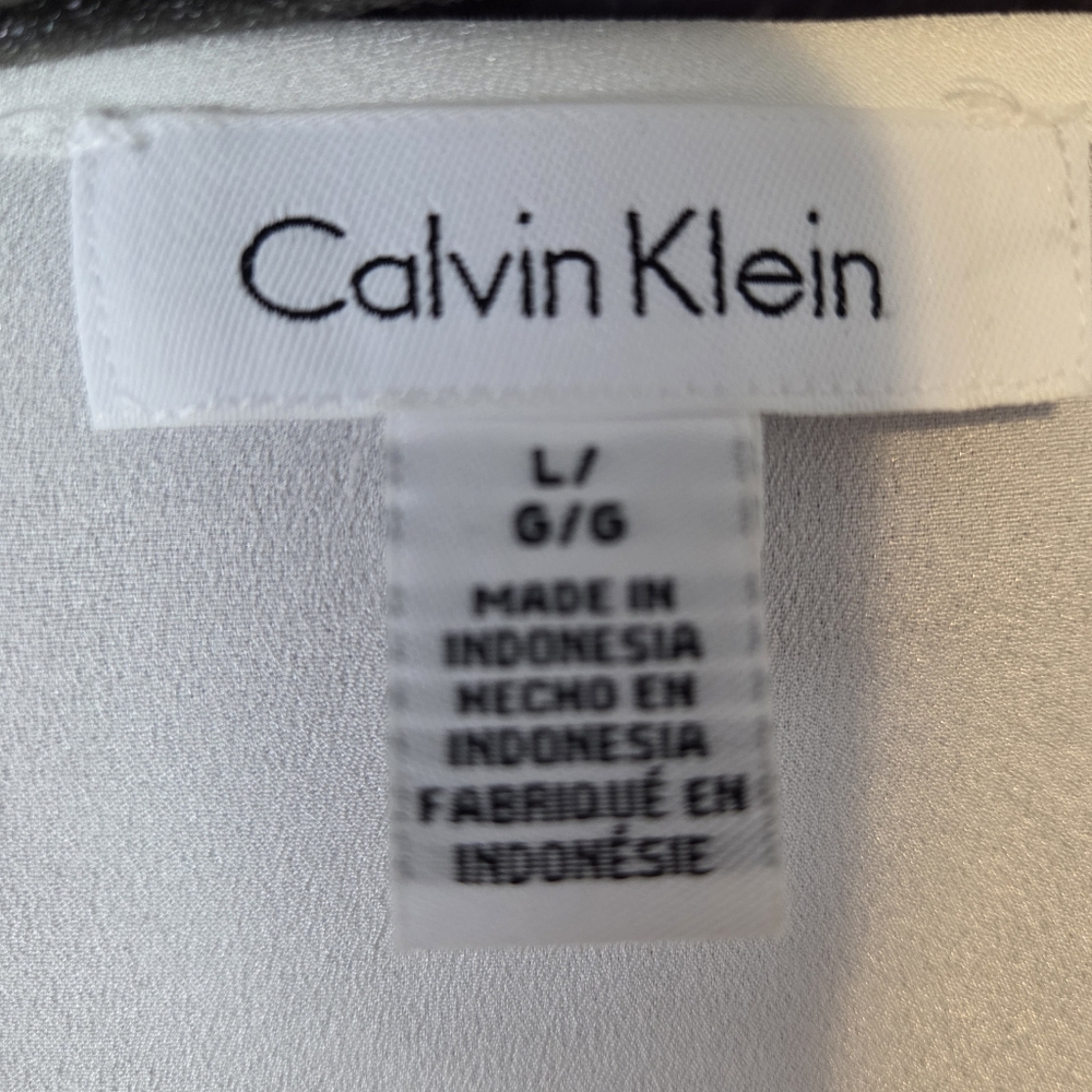 Calvin Klein Sheer Zipper 3/4 Sleeve Blouse - Picture 6 of 9